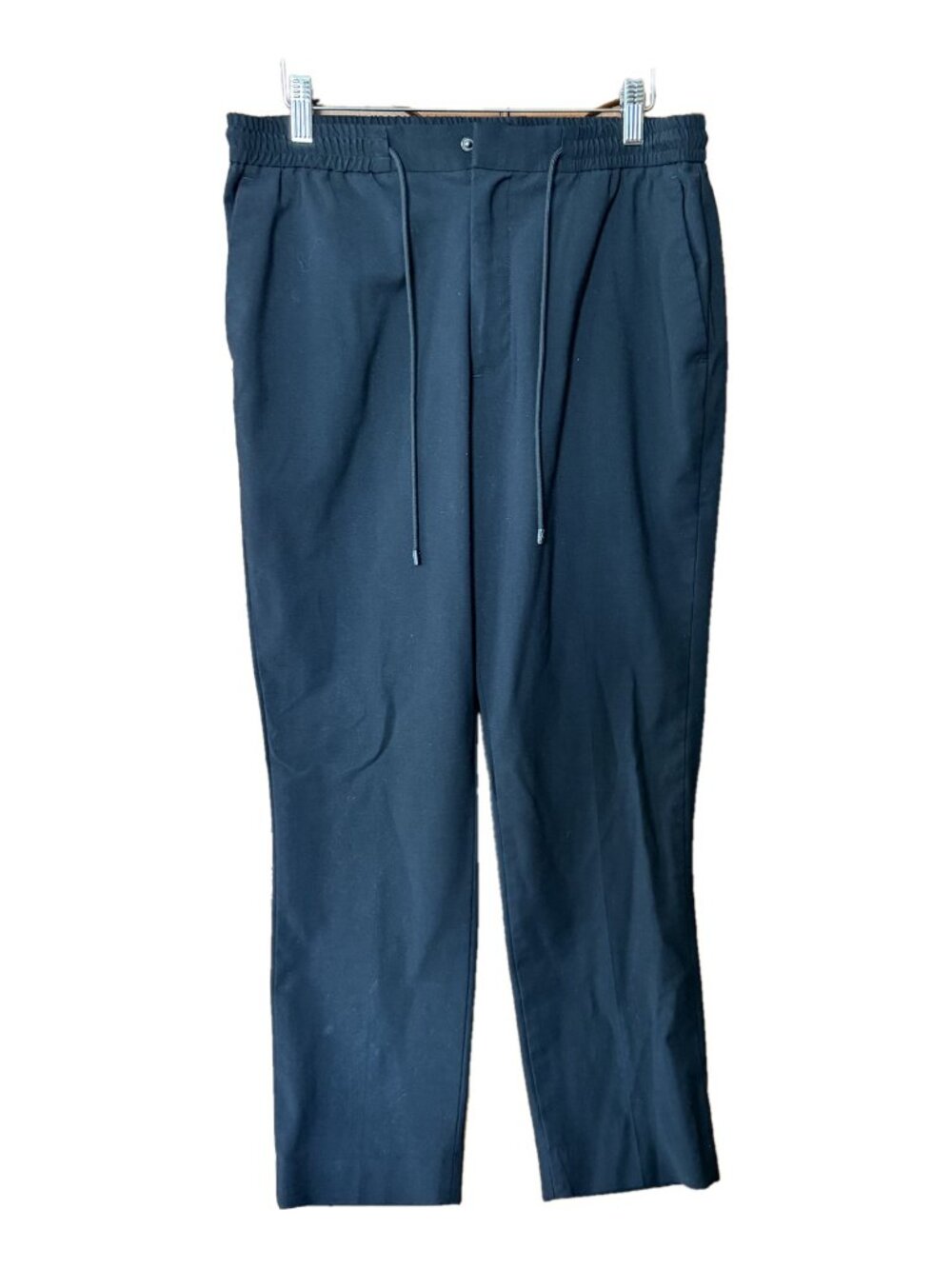 Express Mens Extra Slim Drawstring Pants 34x30 Black Elastic Waist